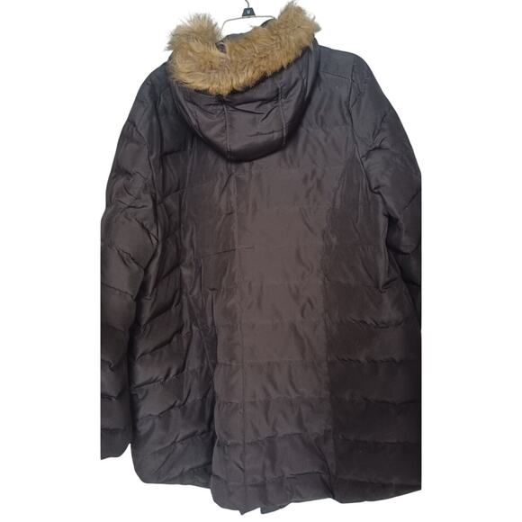 CJ Banks Women's 2X Black Hooded Puffer Coat Faux Fur Trim Down Filled Jacket - Picture 4 of 8